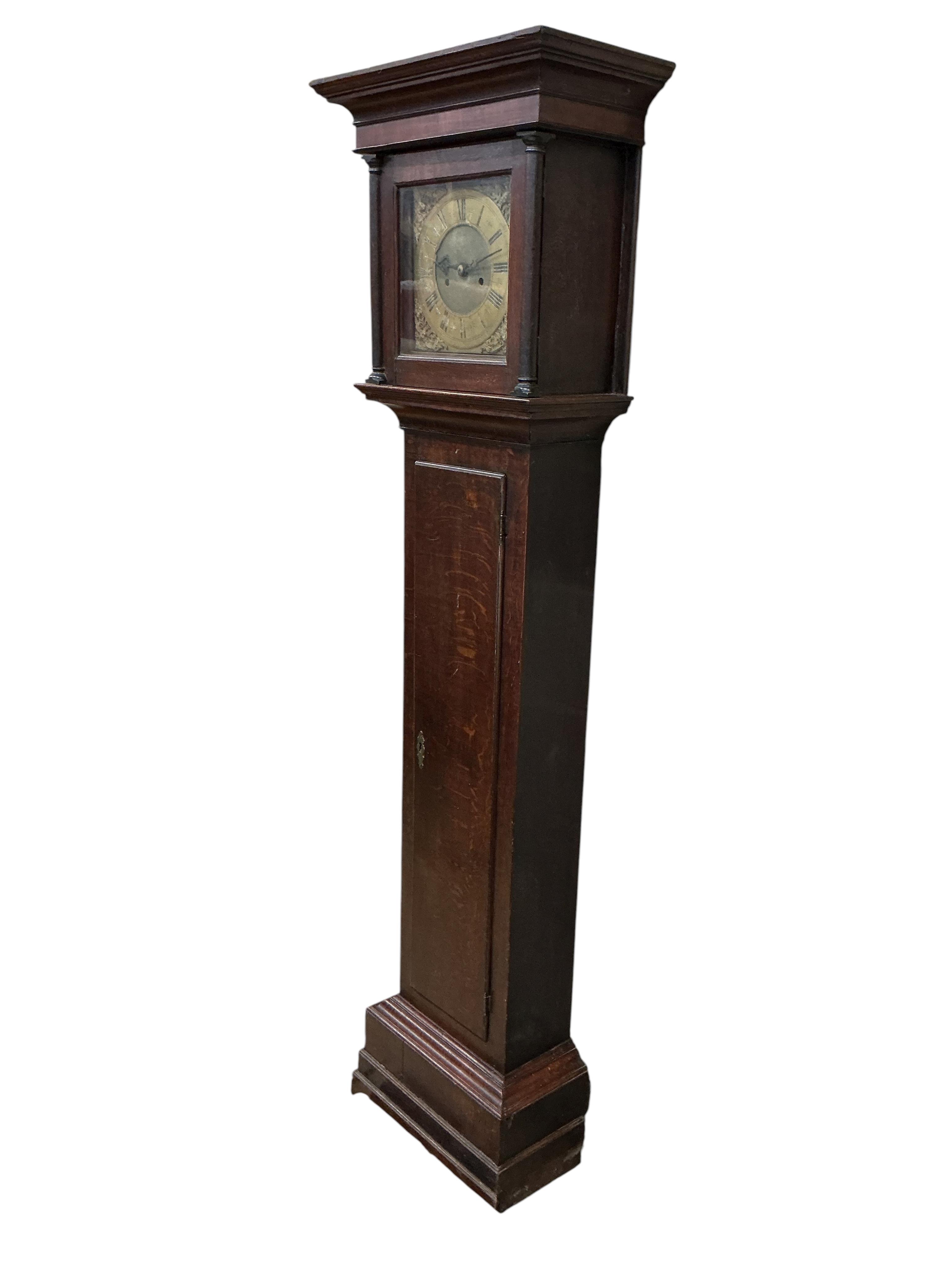 A late 17th / early 18th century oak thirty hour longcase clock, marked Abraham Prime, height 195cm